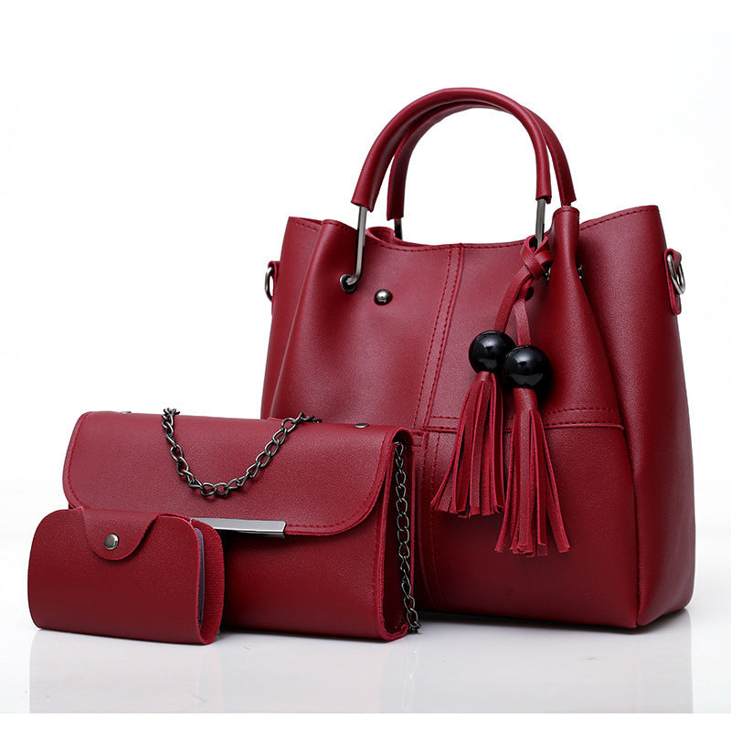 European and American fashion single shoulder Messenger bag ladies three-piece tassels mother bag Hanzuva
