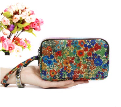 New portable female hand grasping bag three-layer zipper bag autumn long large screen mobile phone key ladies coin purse Hanzuva