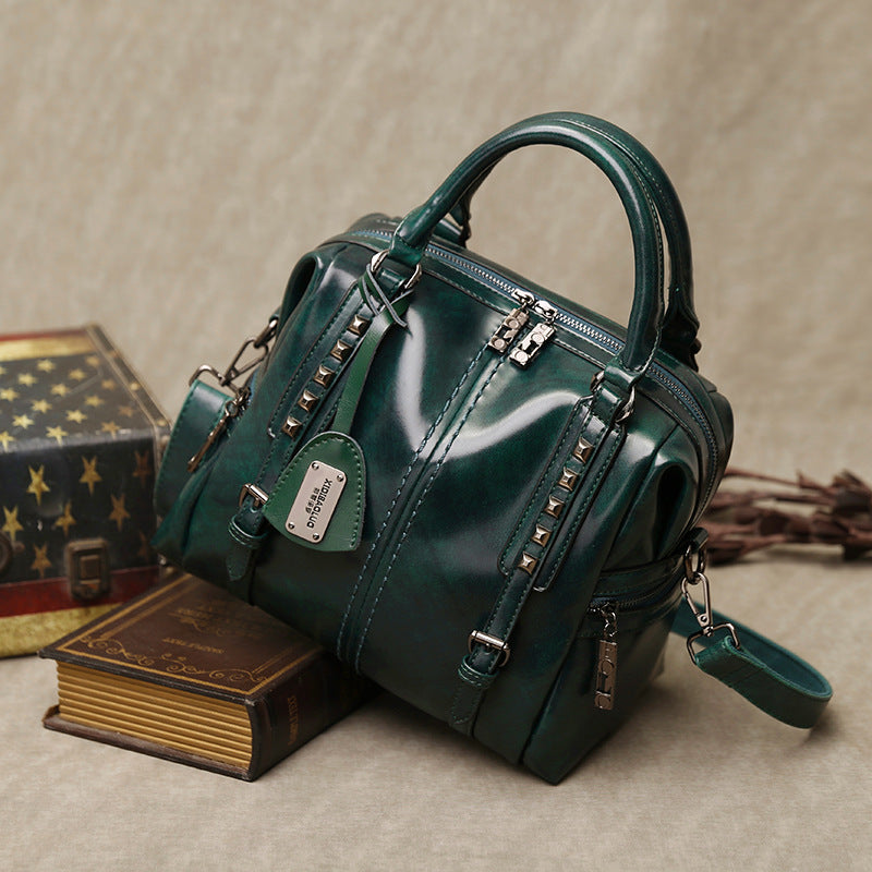 Oil wax retro portable oblique fashion female bag Hanzuva