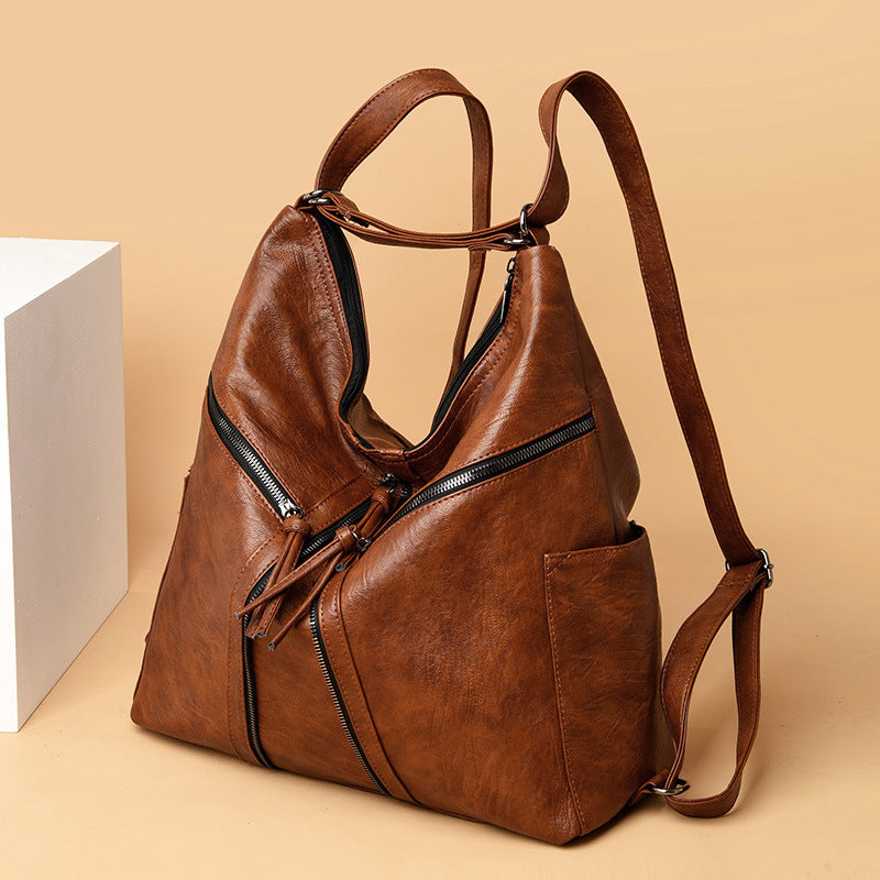 Soft Leather Versatile Leisure Shoulder Bag Multifunctional Backpack Hanzuva