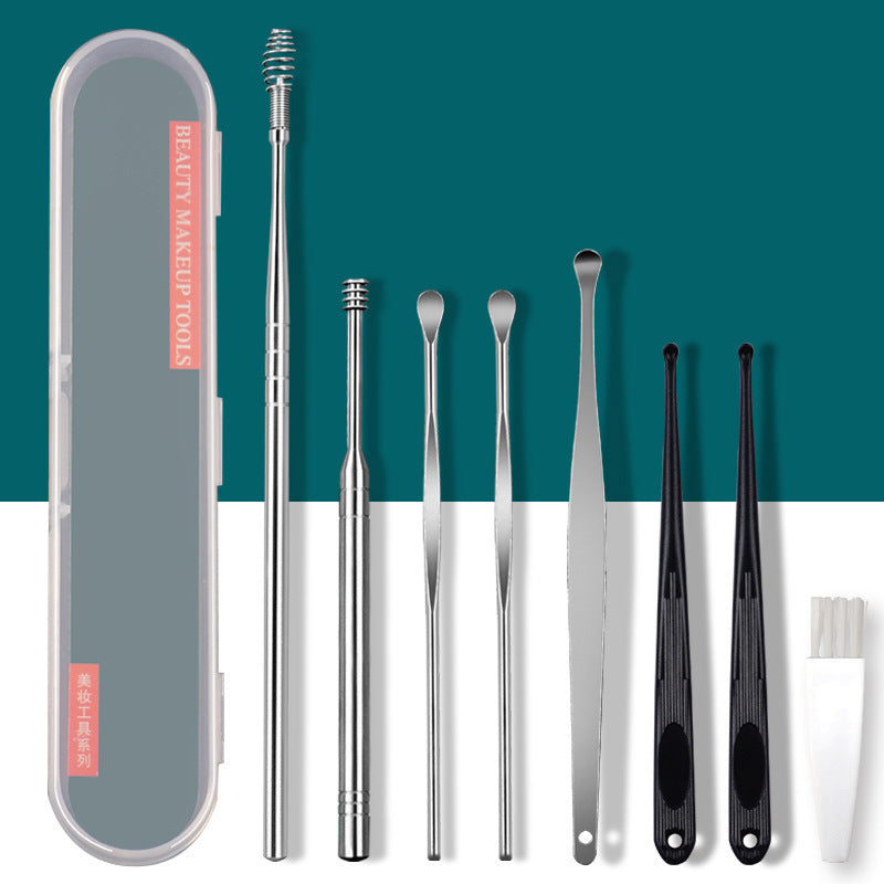 Stainless Steel 6-piece Set Earpick 360 Degree Spiral Cleaning Earwax Tool