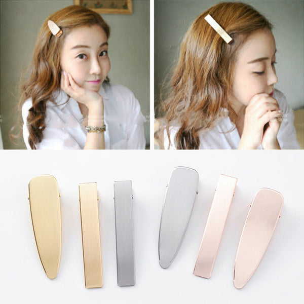 Elegant wild retro matte brushed metal hair clips Duckbill clips bangs clip side headdress Hanzuva