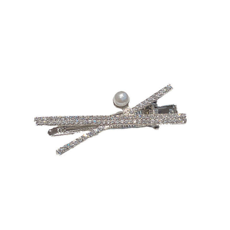 Fashion Silver Cross X-shaped Rhinestone Barrettes Women