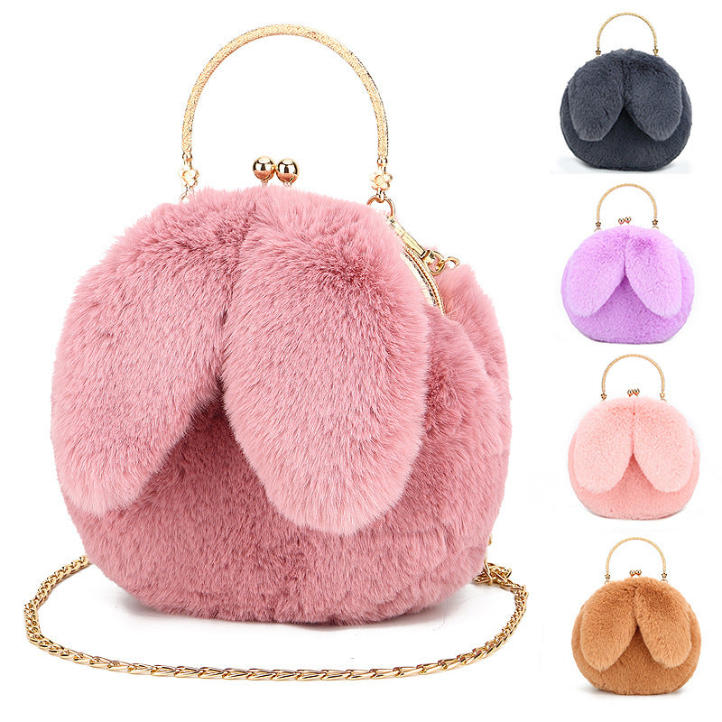 Fashion chain ear plush handbag Hanzuva