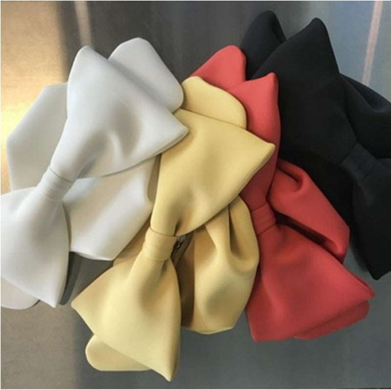 Concave Shape Cute Bow Space Cotton Handbag Hanzuva