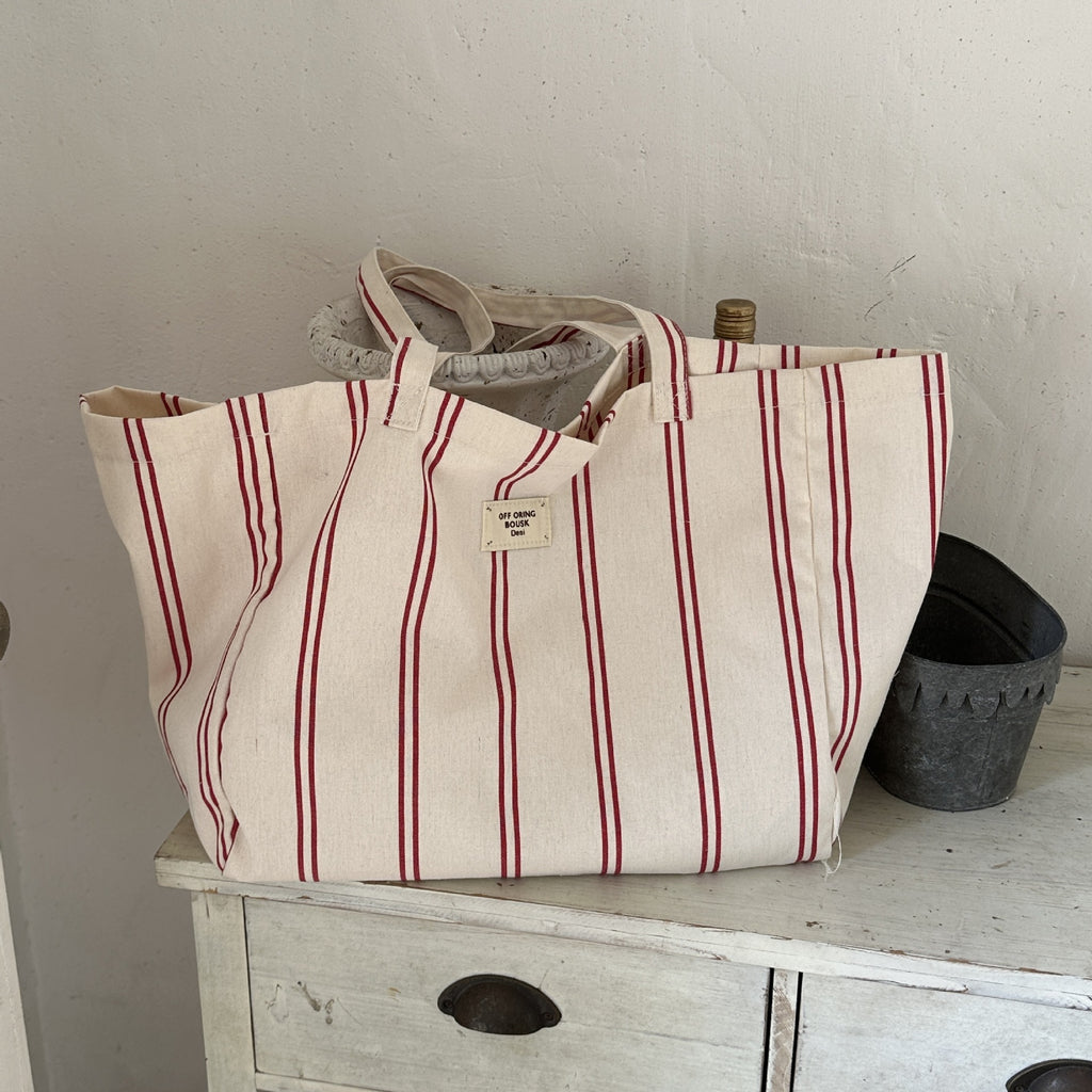 One-shoulder Striped Large Capacity Cloth Simple Bag