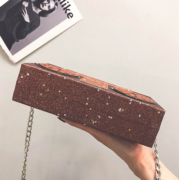 Sequins box bag radio handbag bright surface Harajuku wind Messenger bag Hanzuva