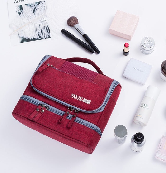 New cationic waterproof large capacity cosmetics dry and wet wash bag two-layer cosmetic bag Hanzuva