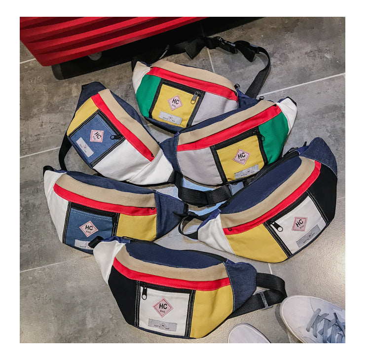 Contrast canvas bag mini sports chest Hanzuva