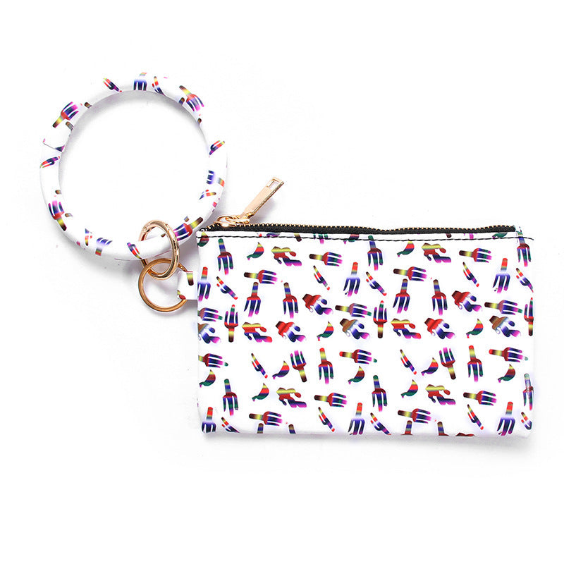 Ladies Leather Keychain Bracelet Wallet Hanzuva