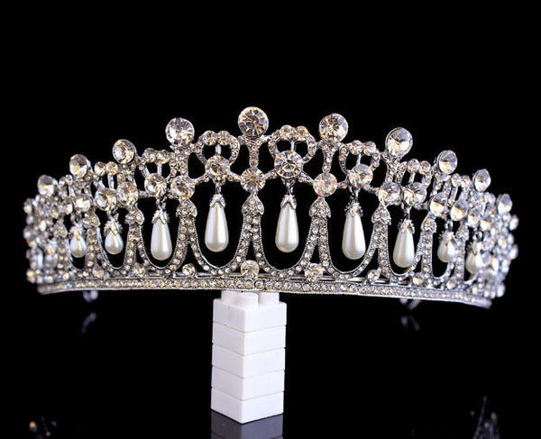 Gorgeous Pearl Crown Fashion Crystal Inlaid Headband Crown Bridal Crown Hanzuva