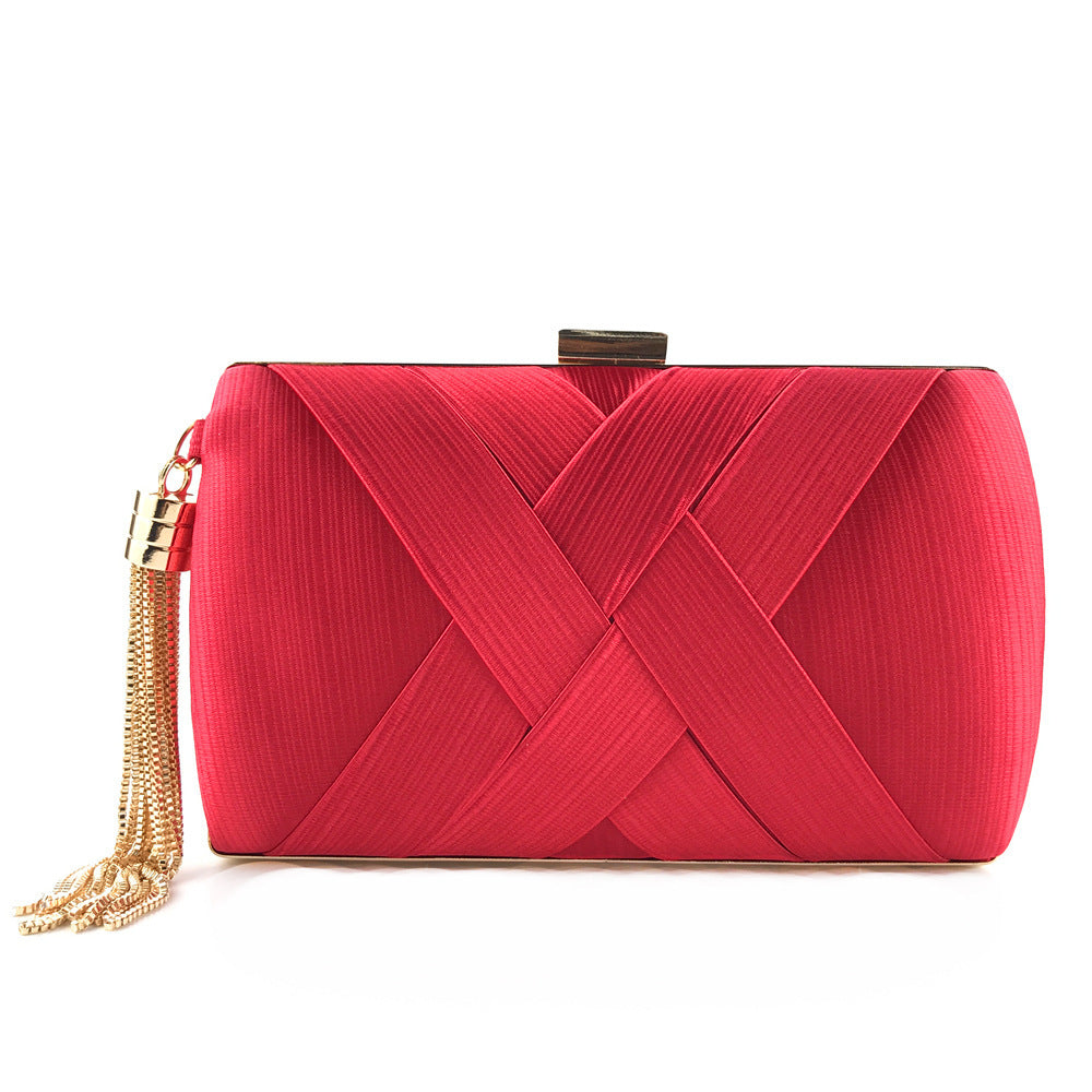 Dinner Satin Fashion Tassel Clutch Hanzuva
