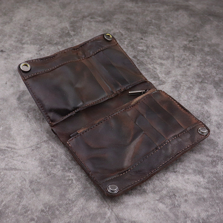 First Layer Skeleton-skin Wallet Retro European American Style Men's Long Type Multiple Card Slots Multi-functional Wallet Card Holder Male Factory Wholesale
