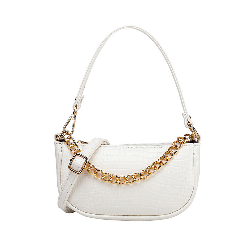 Solid color leather chain underarm bag Hanzuva