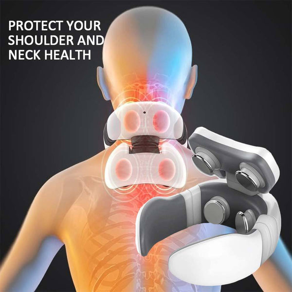 Smart Electric Pulse Back and Neck Massage 4 Heads Pain Relief Tool Health Care Relaxation Cervical Vertebra Physiotherapy Hanzuva