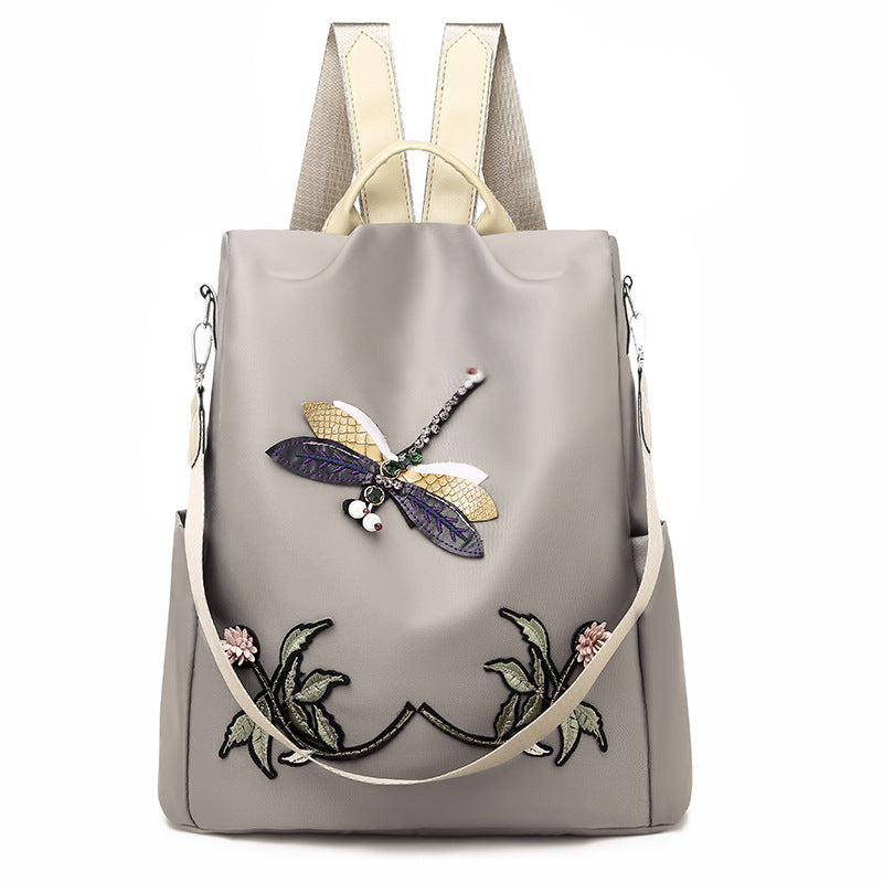 Oxford cloth embroidered Dragonfly Travel Backpack Hanzuva