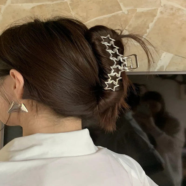 Simple Metal Star Silver Large Hair Clip Hanzuva