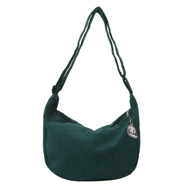 Corduroy Idle Style All-match Artistic One-shoulder Messenger Bag Student Casual Female Simple
