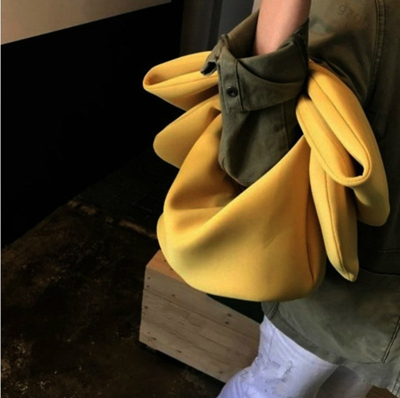 Concave Shape Cute Bow Space Cotton Handbag Hanzuva