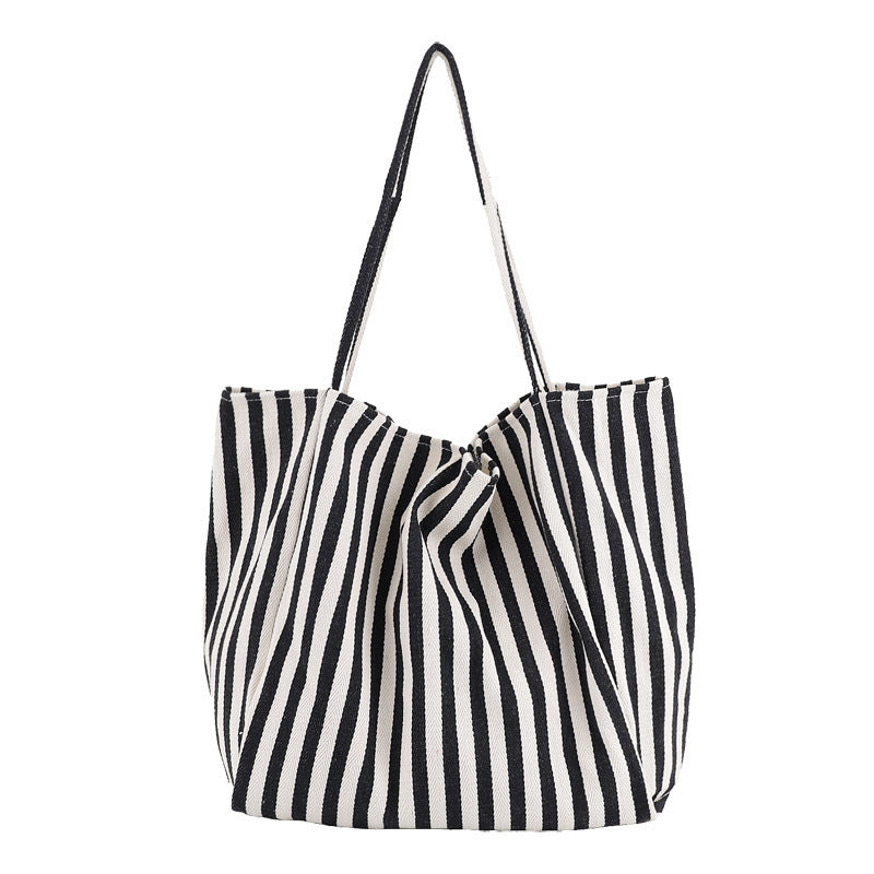 Striped Canvas Bags High Capacity Shoulder Bags For Women Fashion Shopper Handbags Casual Shopping Totes Hanzuva