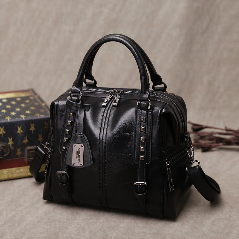 Oil wax retro portable oblique fashion female bag Hanzuva