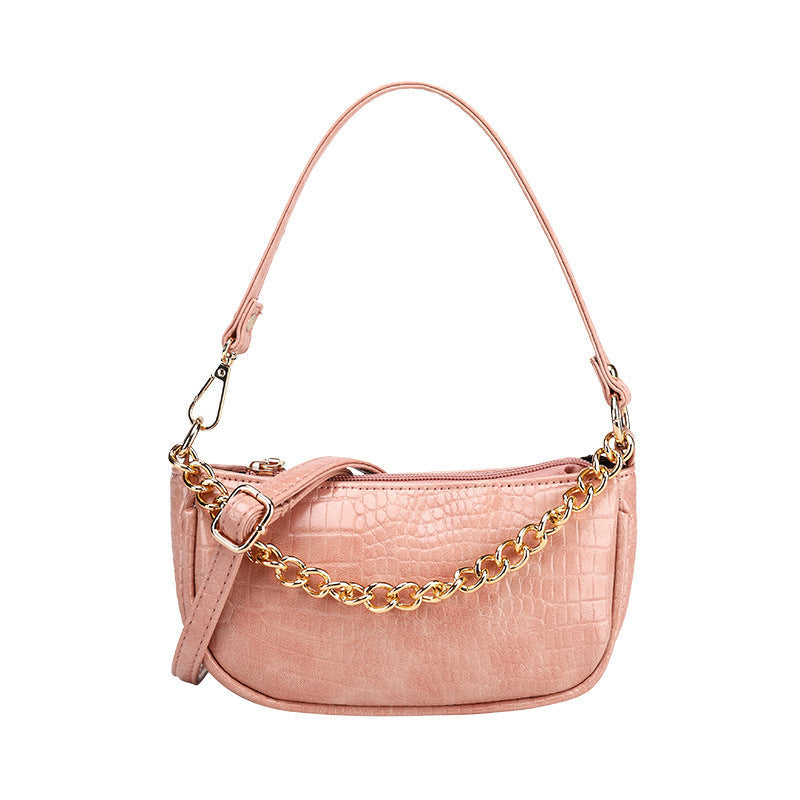 Solid color leather chain underarm bag Hanzuva