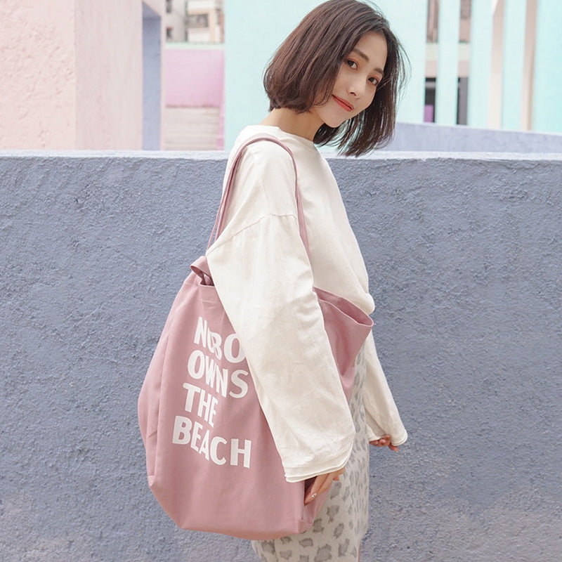 Simple letter single shoulder canvas bag female student Hanzuva