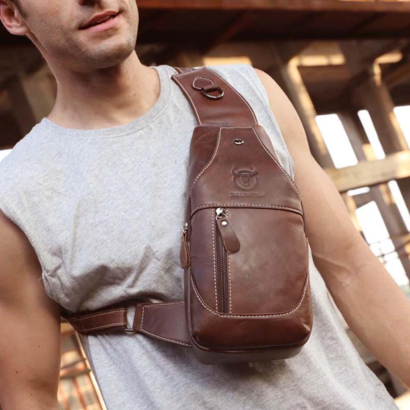 Men's Leather Shoulder Crossbody Leather Chest Bag