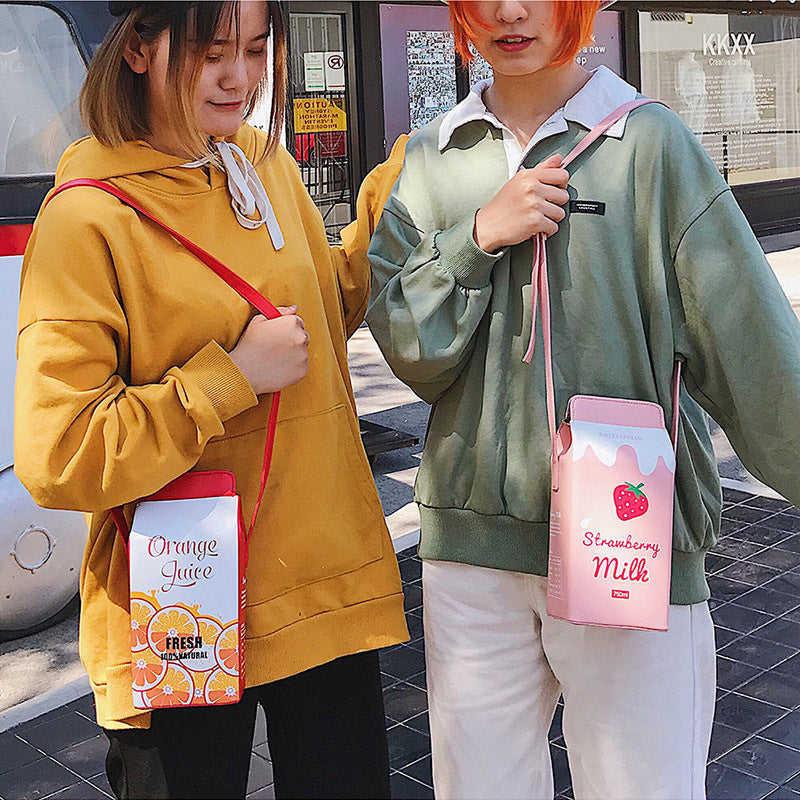 Milk box printed small square bag Hanzuva