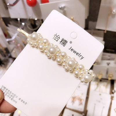 Flower Pearl Rhinestone Hair Clip female one character clip Hanzuva
