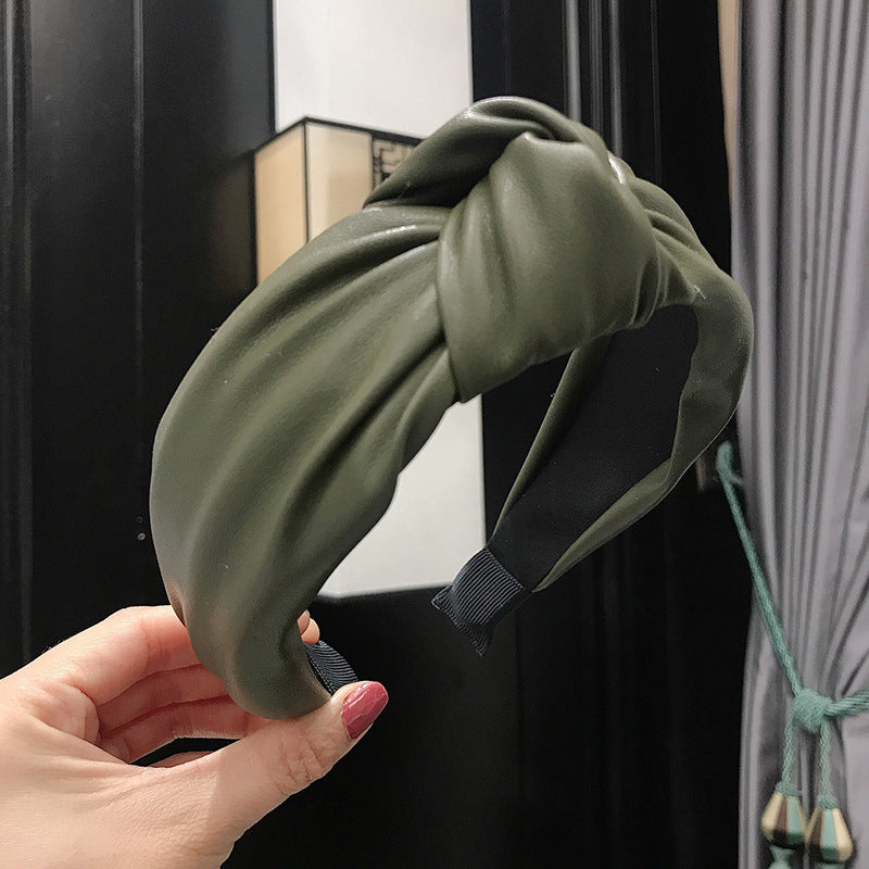 PU imitation leather knotted headband
