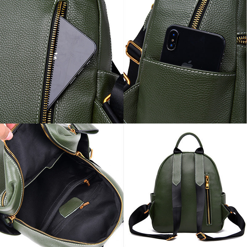 Leather Backpack Women All-Match Fashion Top Layer Leather Small Backpack Hanzuva