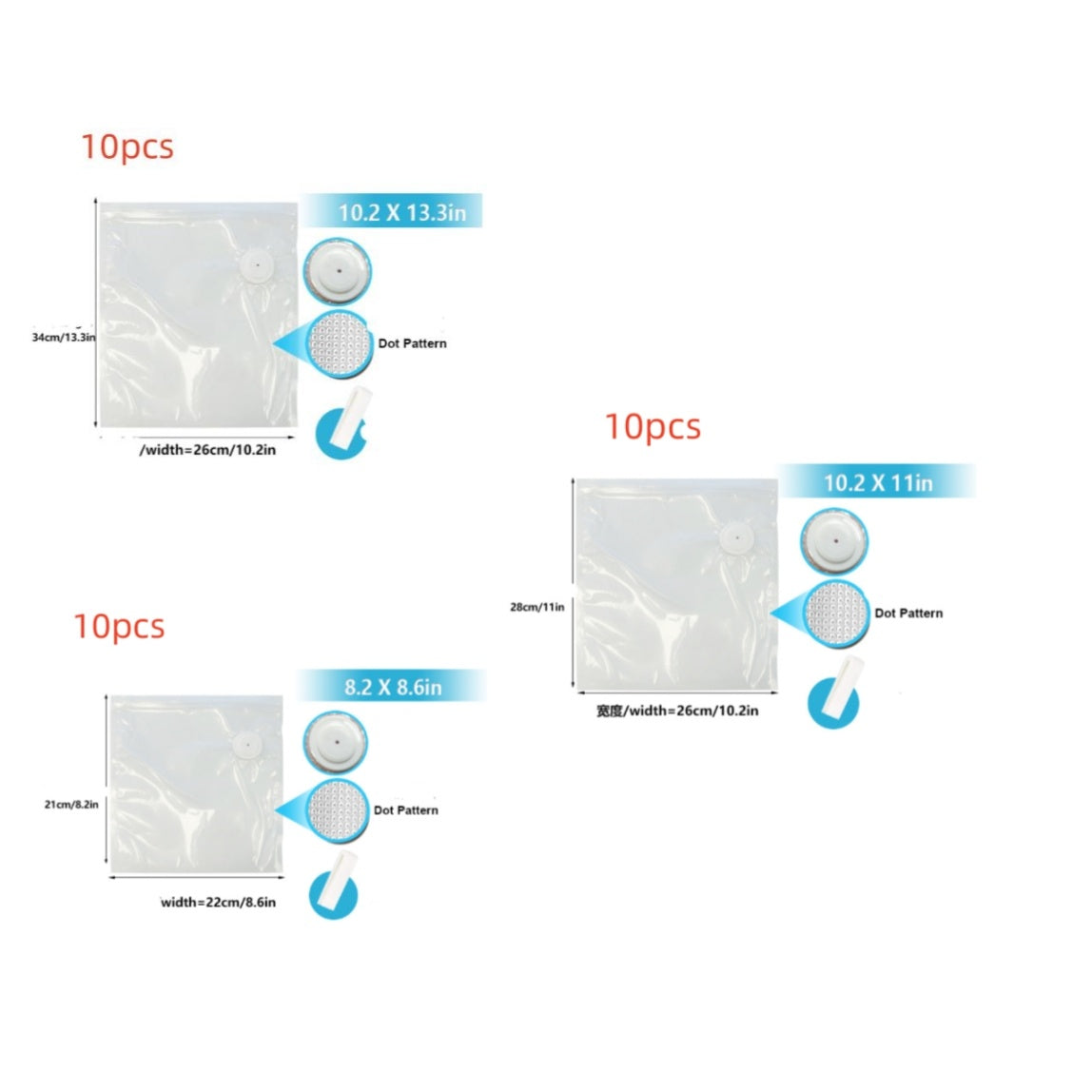 Commercial White Plastic Air Valve Compression Bag