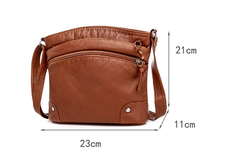 Shoulder Bag Retro Washed Leather Casual Fashion
