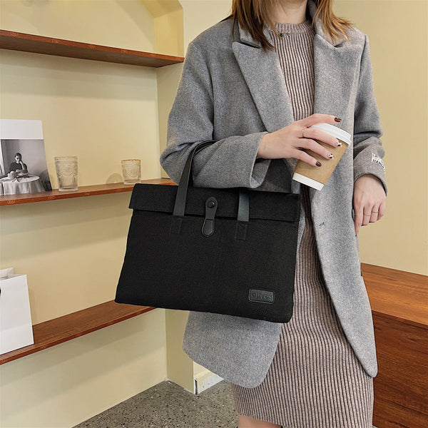 Women's Casual Fashion Solid Color Canvas Tote Bag Hanzuva