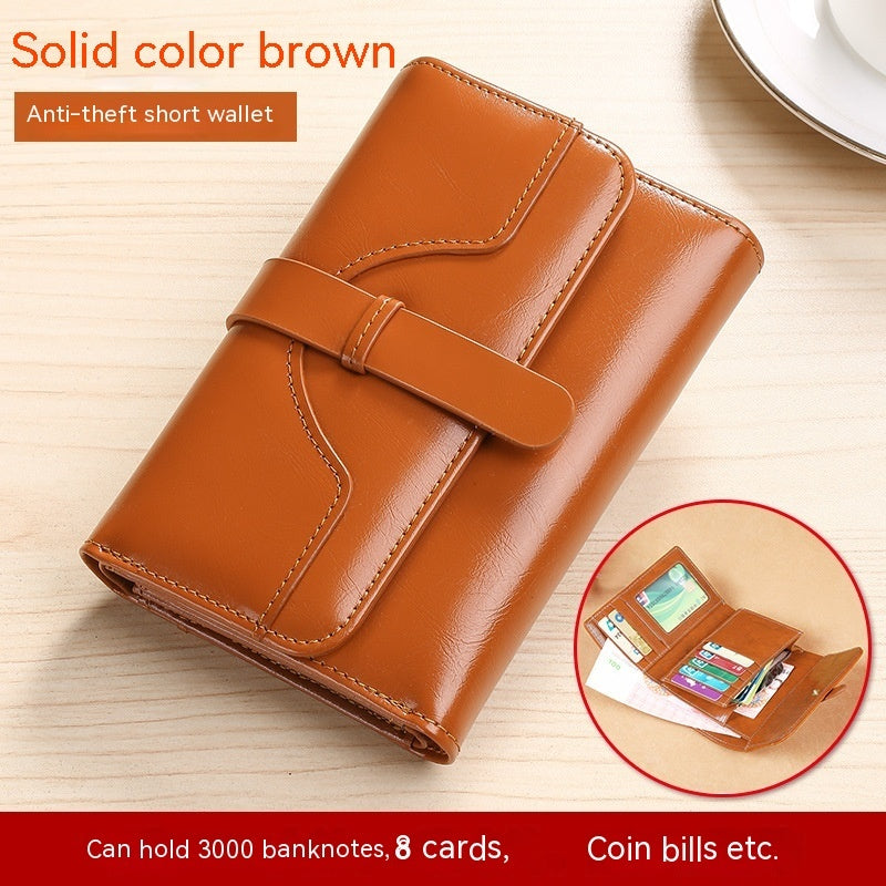 Buckle Vintage Oil Wax Leather Small Coin Wallet