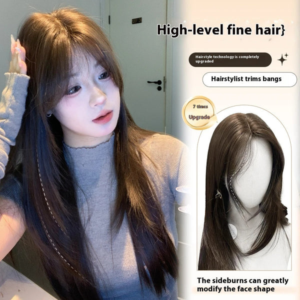 Wig Women's Layered Long Straight Hair Full-head Wig Hanzuva