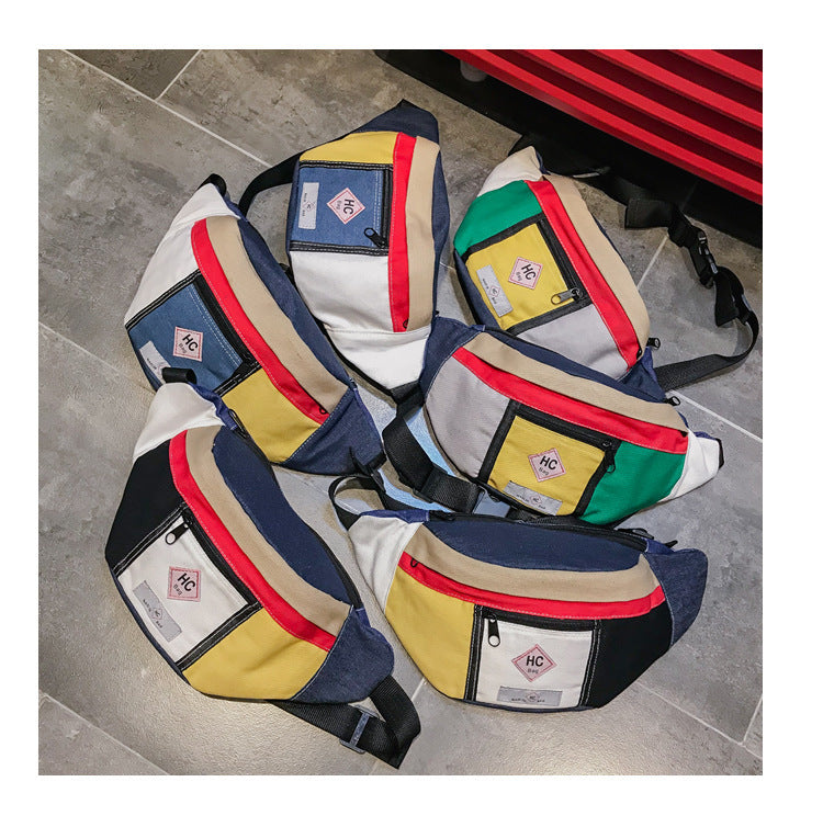 Contrast canvas bag mini sports chest Hanzuva