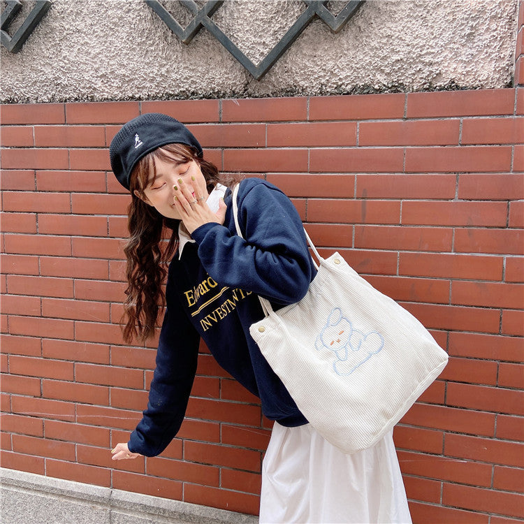 Corduroy embroidered shoulder bag Hanzuva
