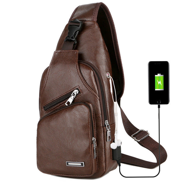 USB Portable Charging Chest Bag Messenger Bag Hanzuva