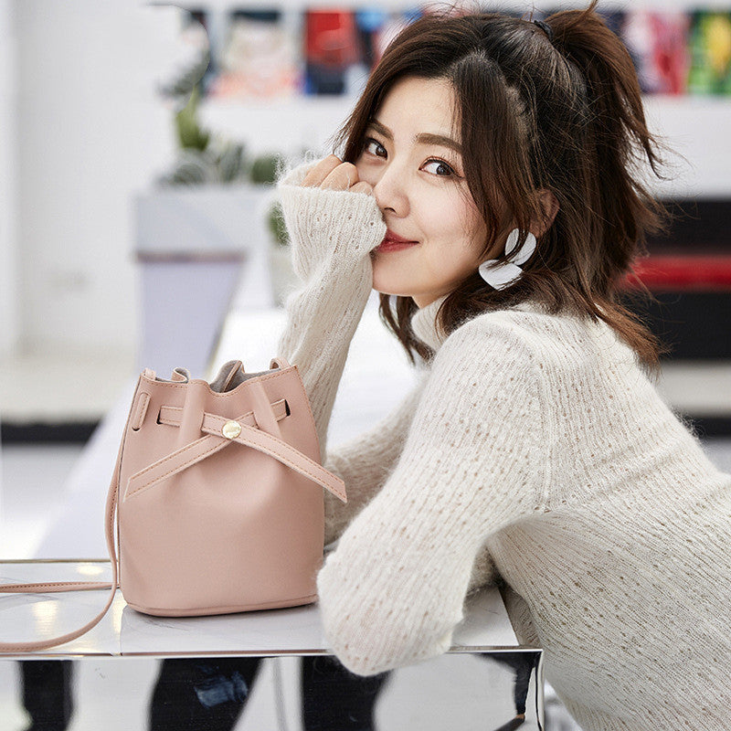 Korean Style Solid Color Bucket Bag Spring Ladies Shoulder Bag Hanzuva