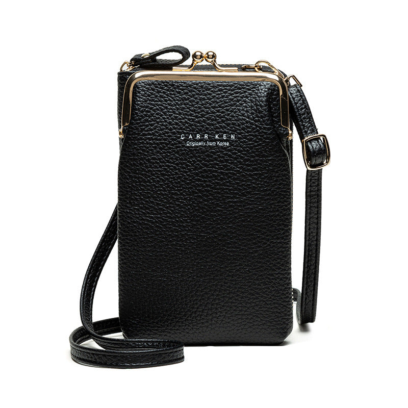 Fashion Lychee Pattern Solid Color Diagonal Shoulder Bag Hanzuva