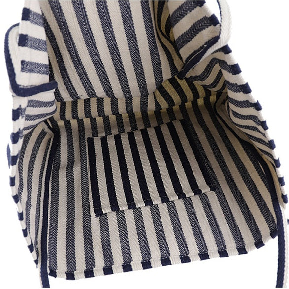 Striped Canvas Bags High Capacity Shoulder Bags For Women Fashion Shopper Handbags Casual Shopping Totes Hanzuva