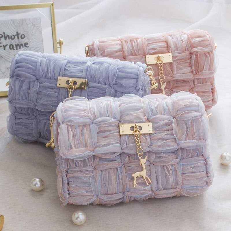 Ribbon gauze hand-woven chain bag Hanzuva