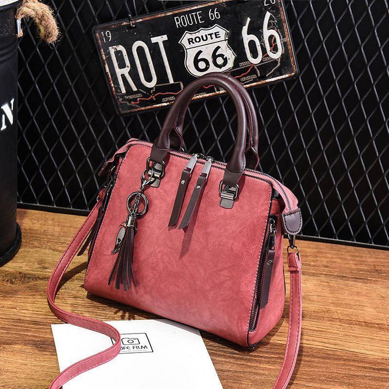 Vintage Handbag Women PU Leather Tassel Top-handle Bag Fashion Lady Tote Luxury Large Capacity Shoulder Bag Hanzuva