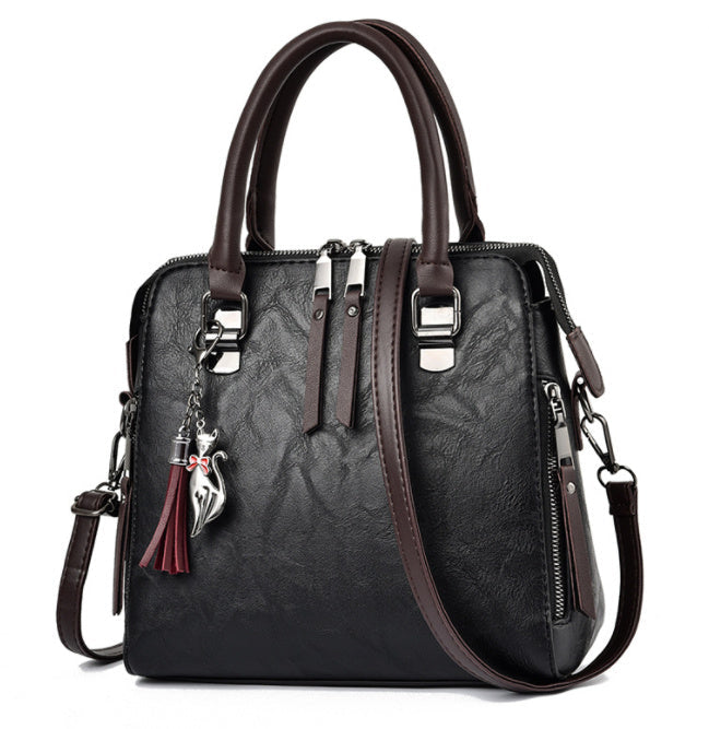 Vintage Handbag Women PU Leather Tassel Top-handle Bag Fashion Lady Tote Luxury Large Capacity Shoulder Bag Hanzuva