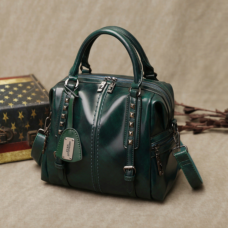 Oil wax retro portable oblique fashion female bag Hanzuva