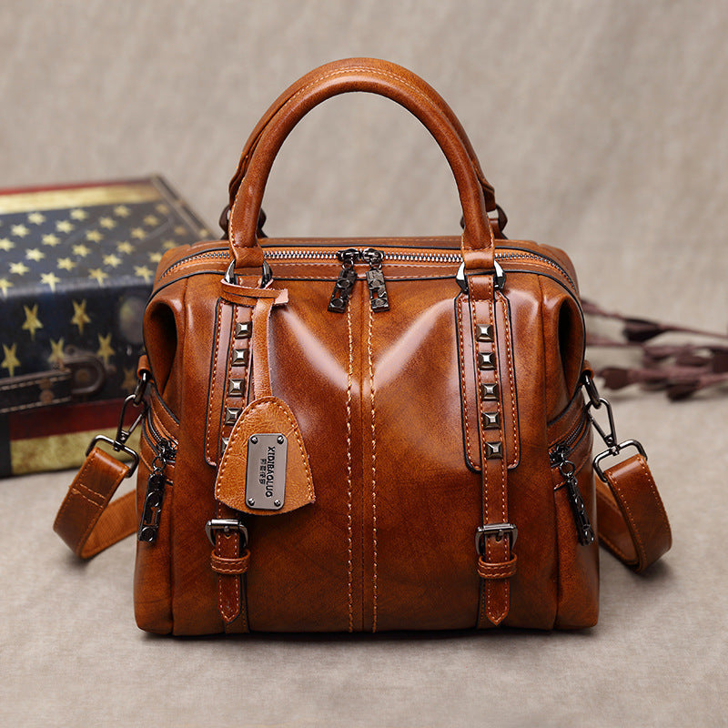 Oil wax retro portable oblique fashion female bag Hanzuva