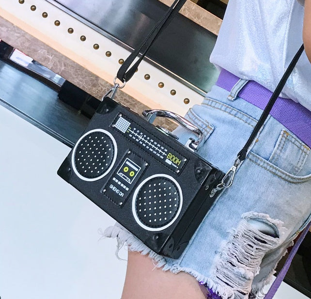 Sequins box bag radio handbag bright surface Harajuku wind Messenger bag Hanzuva
