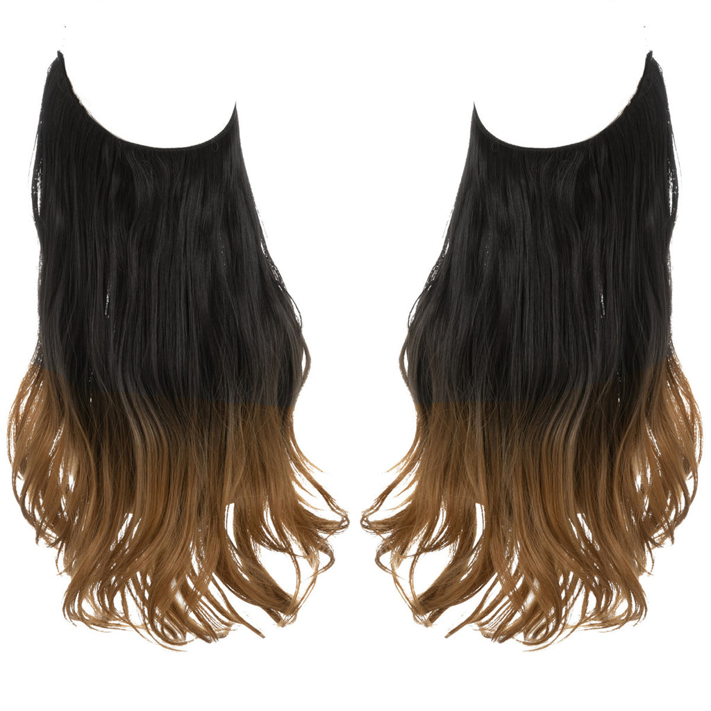 Wig Female Fish Line Type Long Curly Hair Chemical Fiber Extension Piece Matte High Temperature Silk Fish Silk Thread Wig Piece